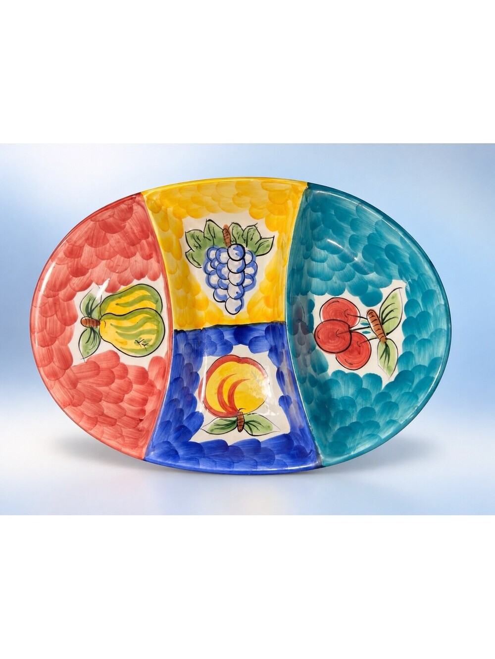 Tabletops Unlimited 1994 Serving Divided Tray Frutta de Roma Ceramic, 16x11”